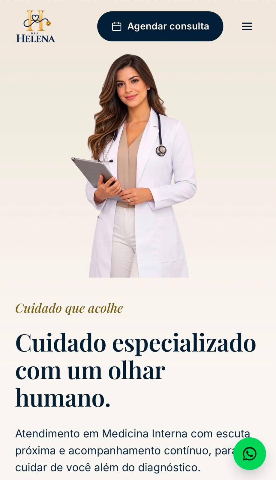 Landing page da Dra. Helena em tela mobile